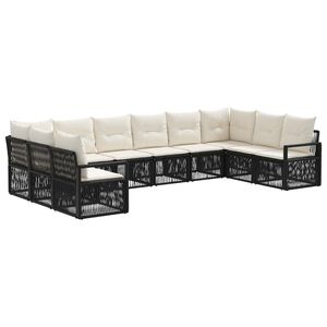 vidaXL Set Divano da Giardino 10 pcs Nero polyrattan