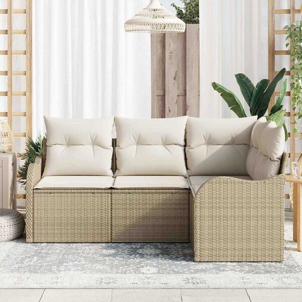 vidaXL Set Divano da Giardino con archiviazione 4 pcs Beige polyrattan