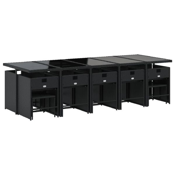 vidaXL Set da Pranzo da Giardino 15 pz con Cuscini Nero in Polyrattan