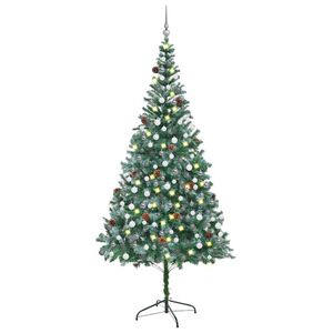 vidaXL Albero di Natale Preilluminato con Palline e Pigne 210 cm