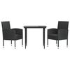 vidaXL Set da Pranzo da Giardino 3 pz in Polyrattan e Acciaio