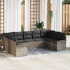 vidaXL Set Divano da Giardino 9 pcs Grigio polyrattan