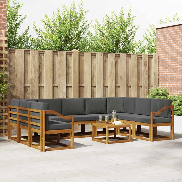 vidaXL Set di divani da esterno 10 pcs Naturale e Antracite