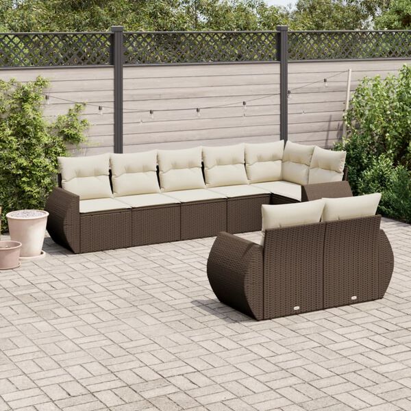 vidaXL Set Divani da Giardino 8 pz con Cuscini Marrone in Polyrattan