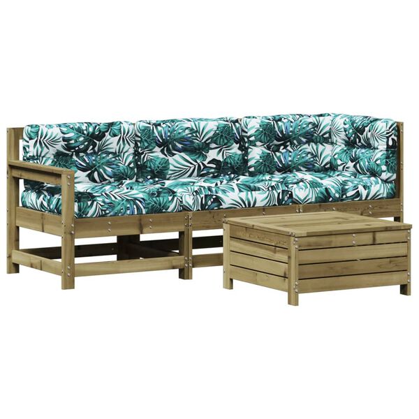 vidaXL Set Divani da Giardino 4pz con Cuscini Legno Impregnato di Pino