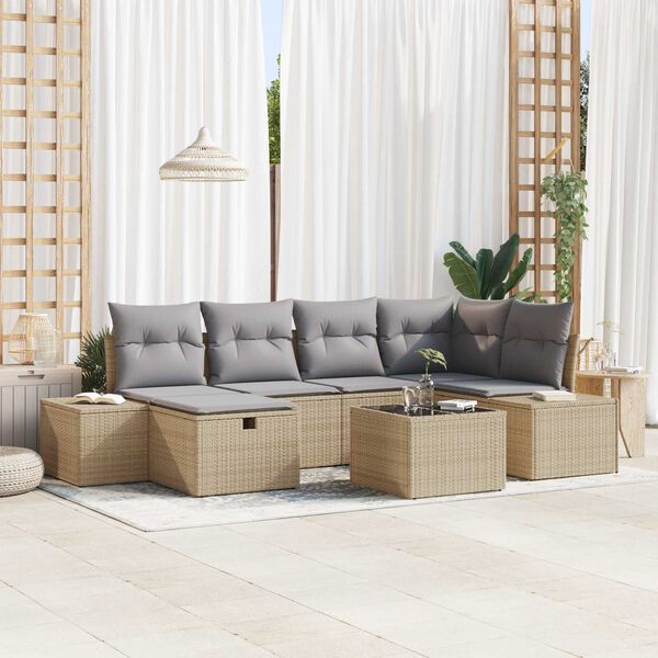 vidaXL Set di divani con cuscino 6 pcs polyrattan