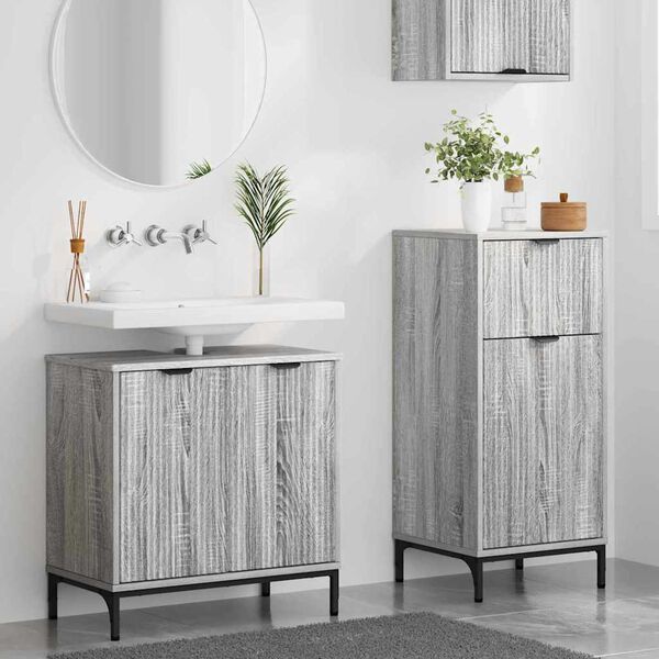 vidaXL Set di mobili per il bagno con cassetto 2 pcs Grigio Sonoma
