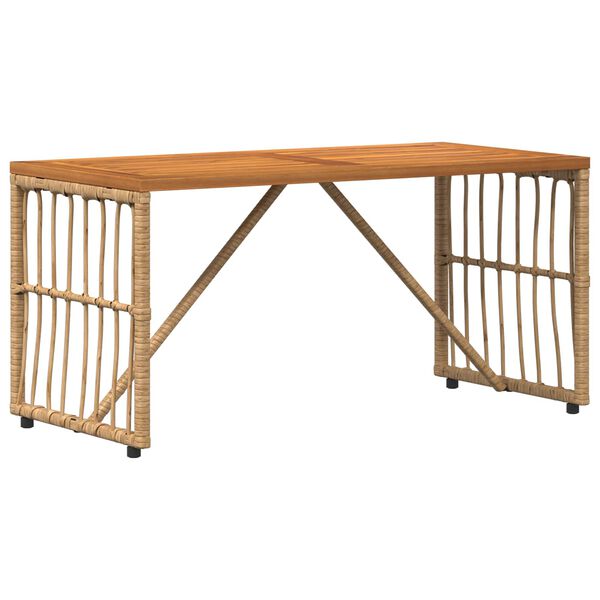 vidaXL Tavolo da Esterno Naturale 80 x 40 x 40 cm Acciaio e Polyrattan