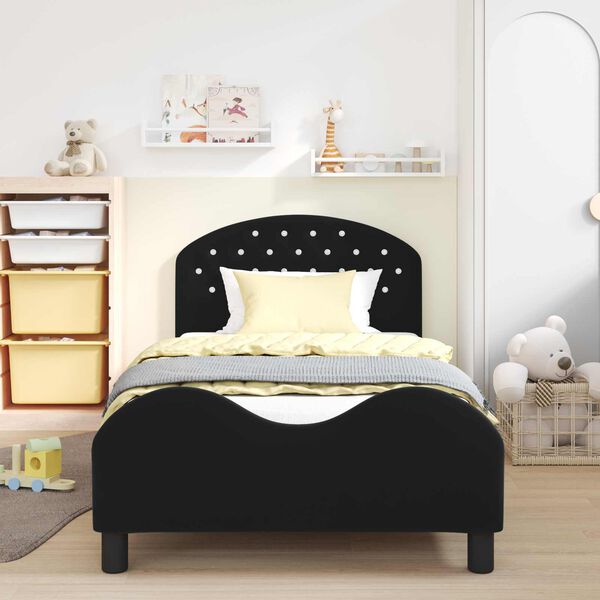 vidaXL Struttura letto bambini con testata Nero 90 x 200 cm Velluto