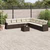 vidaXL Set Divani da Giardino 10pz con Cuscini in Polyrattan Marrone