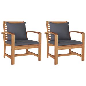 vidaXL Sedia 2 pcs Marrone e grigio scuro 65 x 60 x 76,5 cm