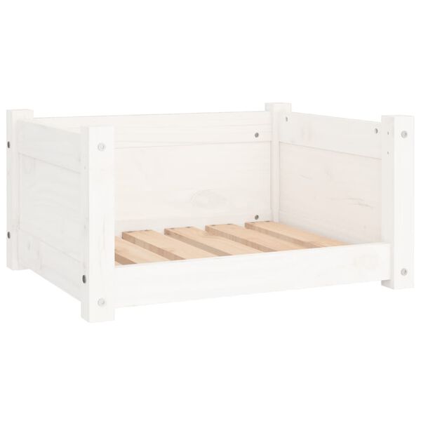 vidaXL Letto per cani bianco 55,5x45,5x28 cm in legno di pino massiccio