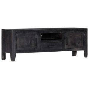 vidaXL Mobile Porta TV Nero 118x30x40 cm in Legno Massello di Mango
