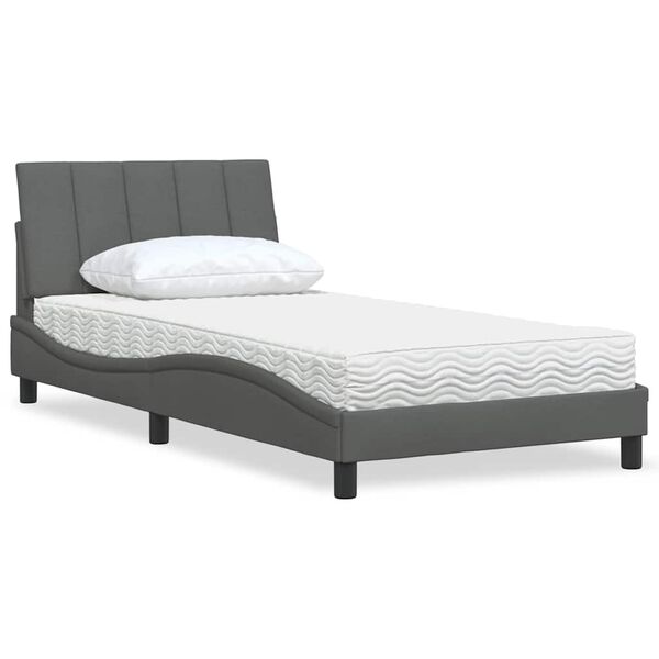 vidaXL Letto con Materasso Hanko Grigio Scuro 100x200 cm in Tessuto