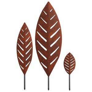 vidaXL Palo da Giardino 3 pz 116,5 x 35 x 3 cm Ruggine Acciaio Corten