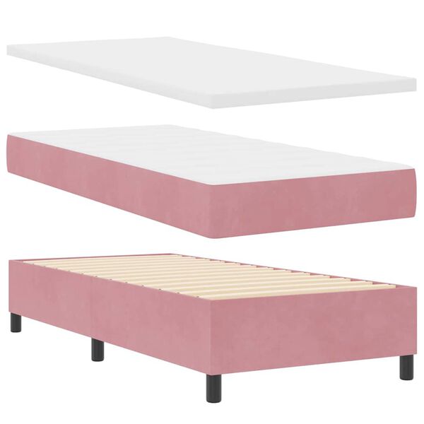 vidaXL Letto a molle con materasso Rosa 80 x 200 cm Velluto