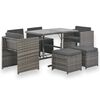vidaXL Set da Pranzo per Esterni 7 pz con Cuscini in Polyrattan Grigio