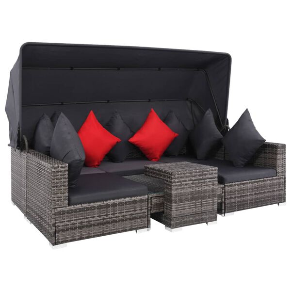 vidaXL Set Divani da Giardino 7 pz con Cuscini in Polyrattan Grigio