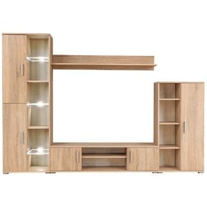 vidaXL Parete Attrezzata Porta TV con Luci LED Rovere Sonoma