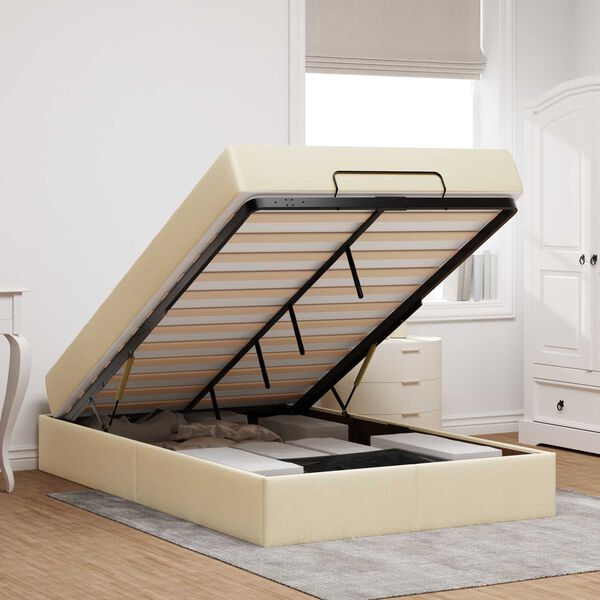 vidaXL Struttura letto con materasso con materasso 2 pcs Crema Tessuto