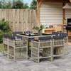 vidaXL Set Pranzo da Giardino 9pz con Cuscini Grigio Chiaro Polyrattan