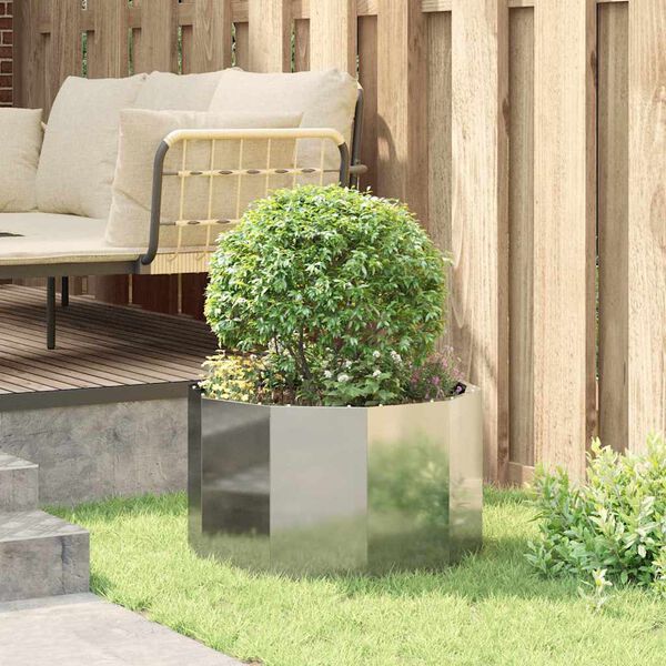 vidaXL Fioriera Argento 60 x 60 x 35 cm Acciaio zincato