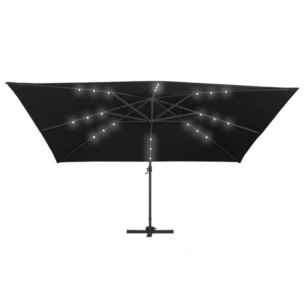 vidaXL Ombrellone a Sbalzo con LED Palo in Alluminio 400x300 cm Nero