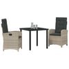 vidaXL Set da Pranzo per Giardino 3 pcs Grigio chiaro polyrattan
