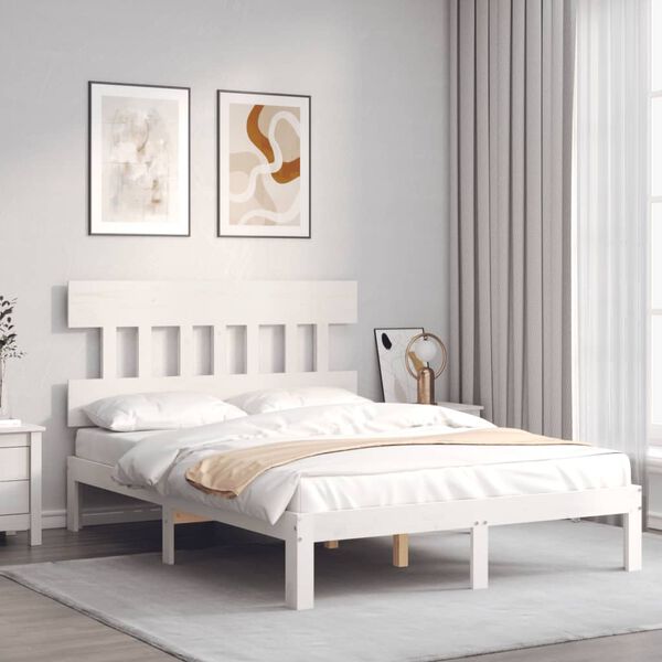 vidaXL Letto senza Materasso Bianco 140x190 cm Legno Massello di Pino