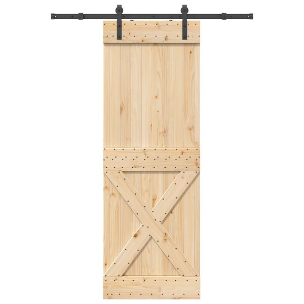 vidaXL Porta Scorrevole con Set Hardware 80x210 cm Legno Massello Pino