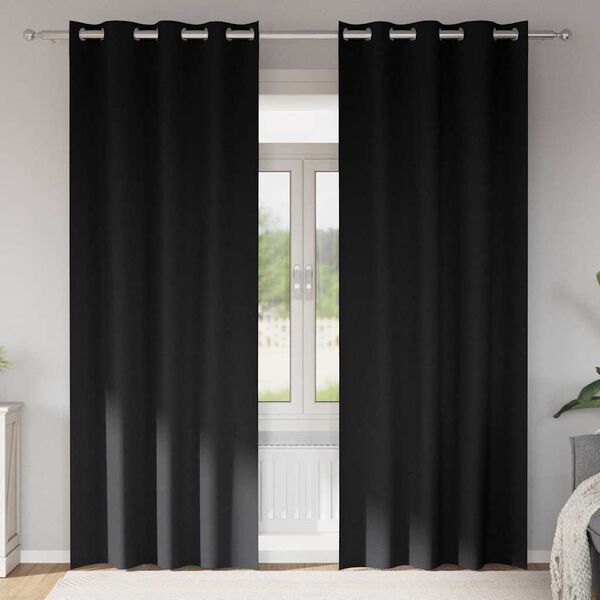 vidaXL Tende Blackout con Anelli 2 pcs Nero 225 x 140 cm Poliestere