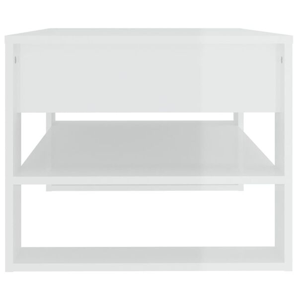vidaXL Tavolino Salotto Bianco Lucido 102x55x45 cm Legno Multistrato