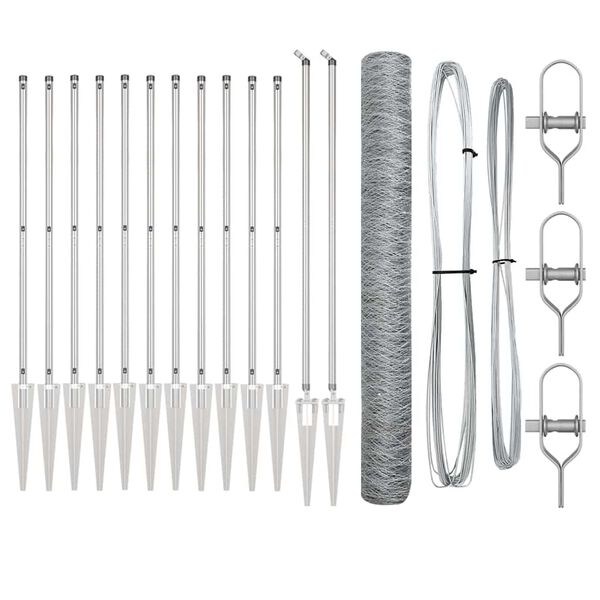 vidaXL Palo della recinzione Argento 10 x 1,4 m (rete da 50 mm)