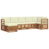 vidaXL Set divani 7 pcs Naturale e Crema Legno di Acacia Massello
