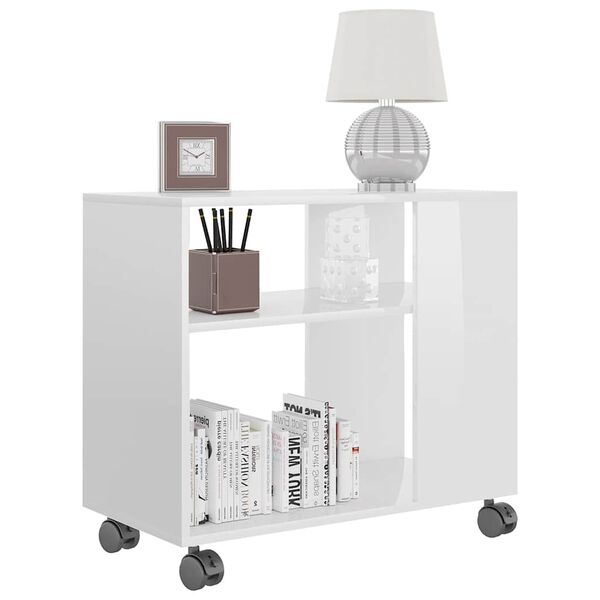 vidaXL Tavolino da Salotto Bianco Lucido 70x35x55 cm Legno Multistrato
