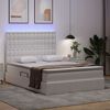 vidaXL Letto con contenitore e LED con led Bianco Puro 140 x 200 cm