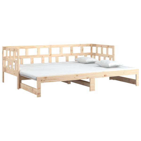vidaXL Dormeuse Estraibile in Legno Massello di Pino 2x(90x190) cm
