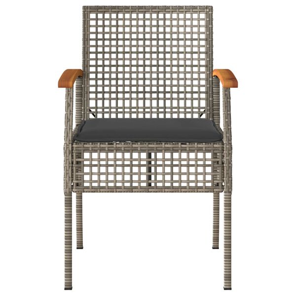 vidaXL Set da Bistr&ograve; 3 pz con Cuscini Grigio Polyrattan e Legno Acacia