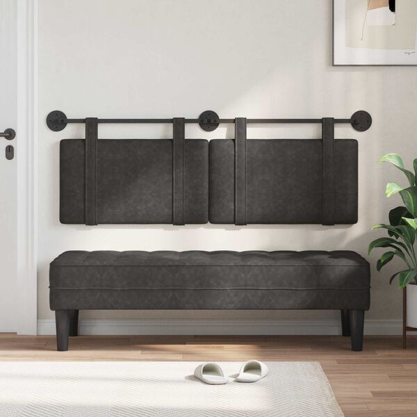 vidaXL Testata appesa Tinta unita Nero 130 x 55 x 5 cm PU Antico