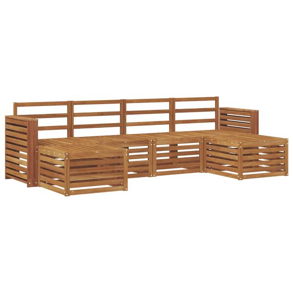 vidaXL Set divani 6 pcs Naturale Legno di Acacia Massello