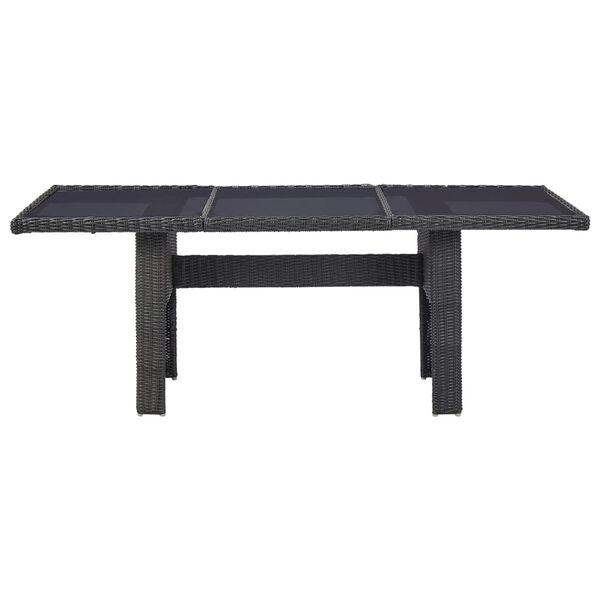vidaXL Tavolo da Giardino Nero 200x100x74 cm in Vetro e Polyrattan