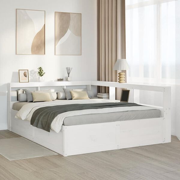 vidaXL Letto Libreria senza Materasso Bianco 150x200 cm Legno di Pino