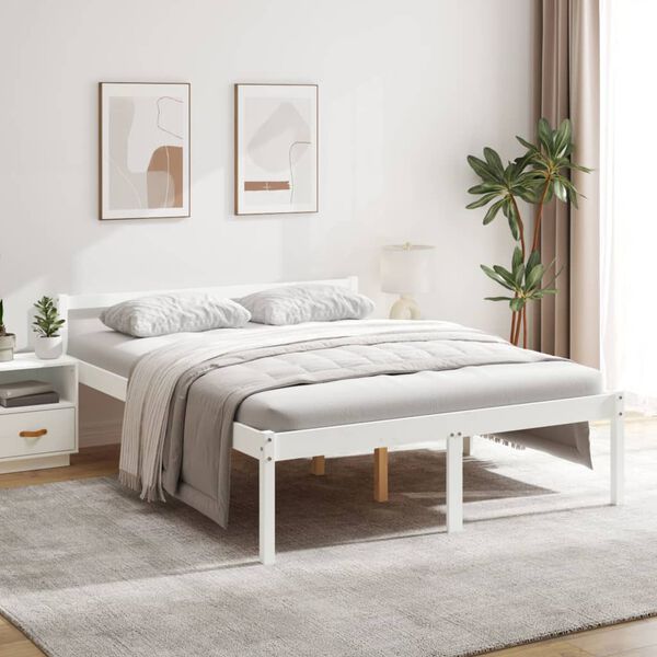 vidaXL Letto per Anziani 150x200 cm King in Legno Massello di Pino