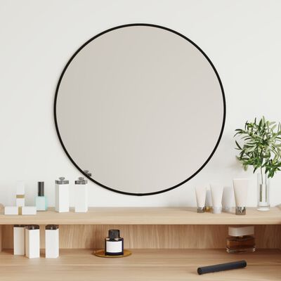vidaXL Specchio da Parete Nero Ø 50 cm Rotondo