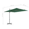 vidaXL Ombrellone a Sbalzo con Palo in Acciaio 250x250 cm Verde