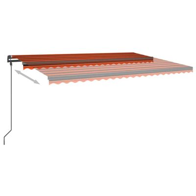 vidaXL Tenda da Sole Retrattile Manuale LED 5x3 m Arancione Marrone
