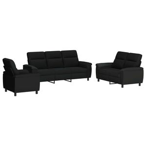 vidaXL Set di divani 3 pcs Nero Tessuto