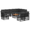 vidaXL Set di divani da esterno 11 pcs Nero e Grigio scuro Poliestere