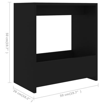 vidaXL Tavolino Nero 50x26x50 cm in Legno Multistrato