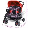 vidaXL Passeggino Gemellare in Acciaio Rosso e Nero